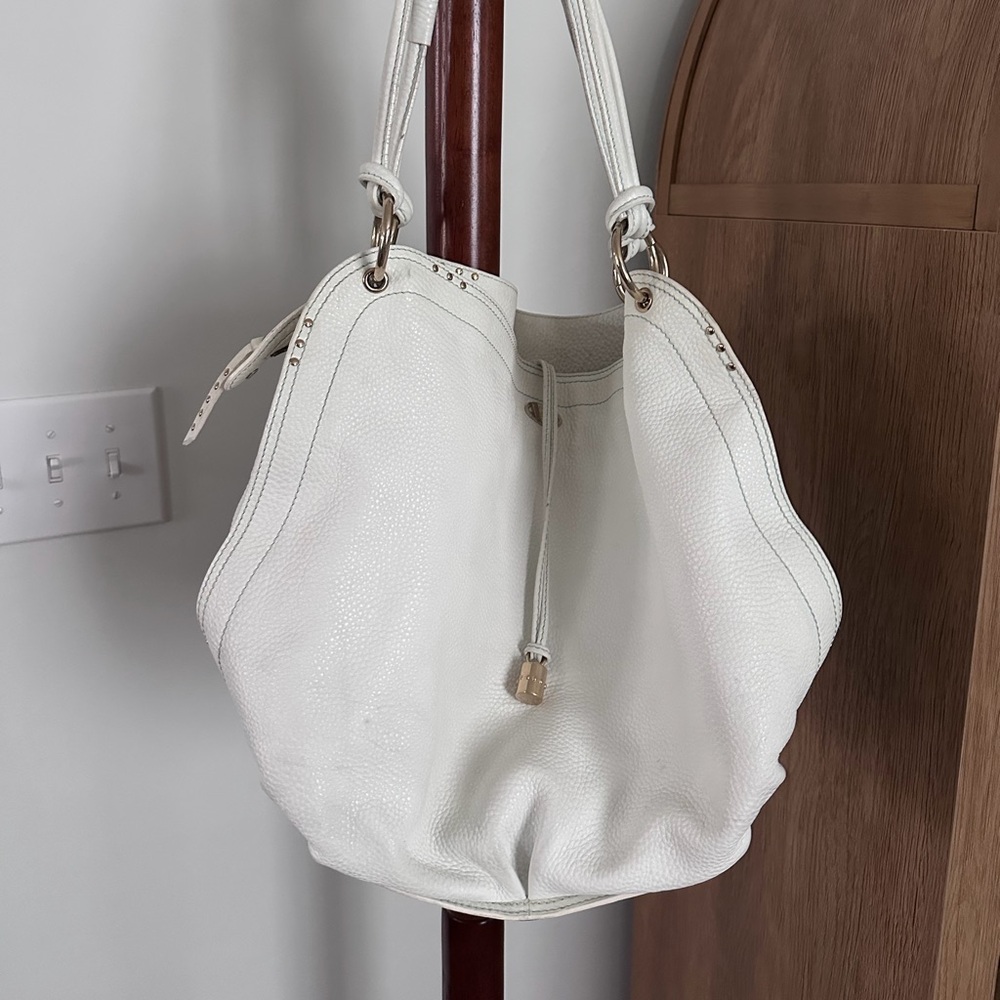 Celine White Bittersweet Large Pebbled Leather Hobo with Drawstring Vintage - Picture 2 of 16